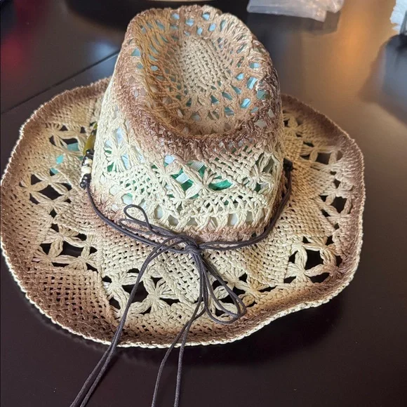 Brown Beaded Women's Cowboy Hat - Picture 4 of 4